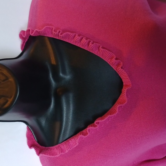 Ann Taylor v-neck silk/Cashmere sweater size M pink/magenta, 19" PTP, 24"L - Picture 2 of 7